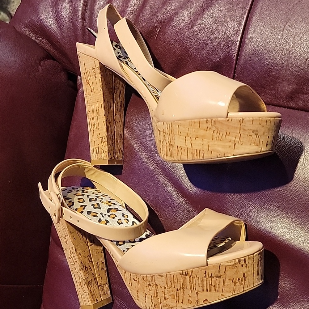 Boston Proper. Platform heels. Nude w/ankle strap and buckle. 9